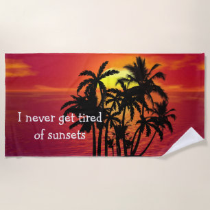 Sonnenuntergang-tropische Palme-Silhouette Strandtuch