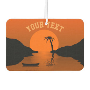 Sonnenuntergang Tropischer Orangefarbener Text Autolufterfrischer