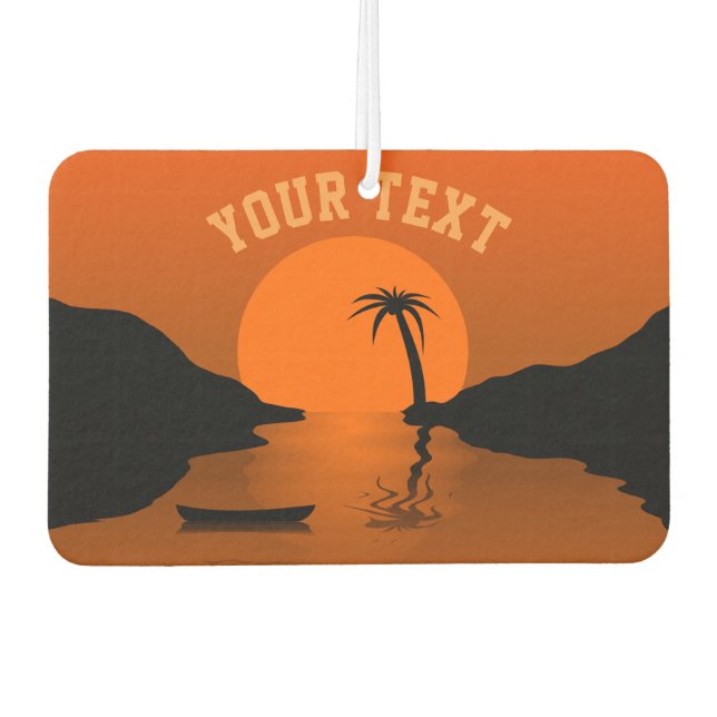 Sonnenuntergang Tropischer Orangefarbener Text Autolufterfrischer (Vorderseite)