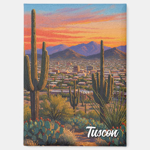 Sonnenuntergang Tuscon Skyline Arizona Reise Magnet