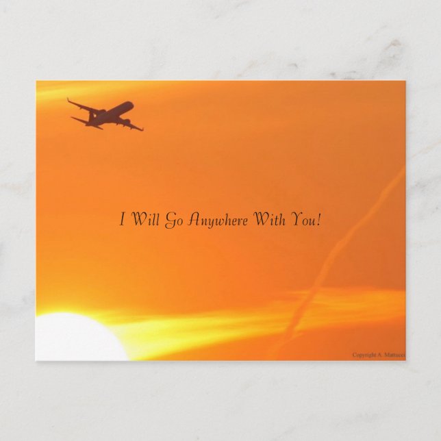 Sonnenuntergang u. Flugzeug-Postkarte Postkarte (Vorderseite)