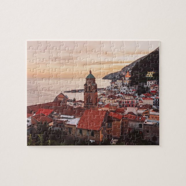 Sonnenuntergang über Amalfi Küstenstadt Italien (Horizontal)