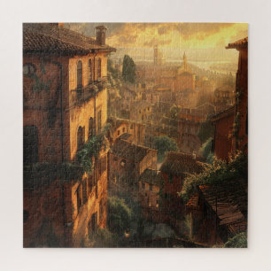 Sonnenuntergang über antiken italienischen Hügeln 
