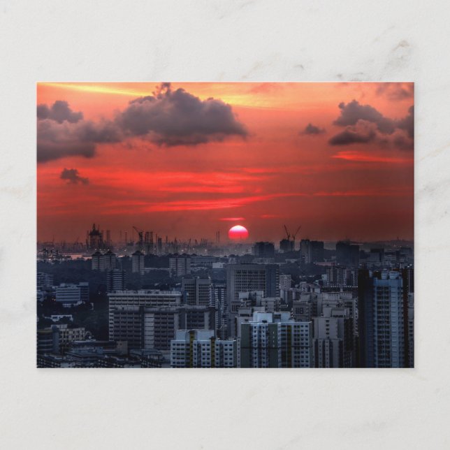 Sonnenuntergang über Chinatown in Singapur Postkarte (Vorderseite)