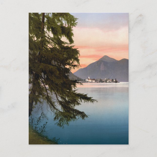 Sonnenuntergang über dem deutschen See Postkarte (Vorderseite)