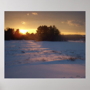 Sonnenuntergang über dem Feld Poster