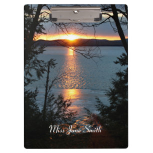 Sonnenuntergang über dem Forest Lake Clipboard Klemmbrett