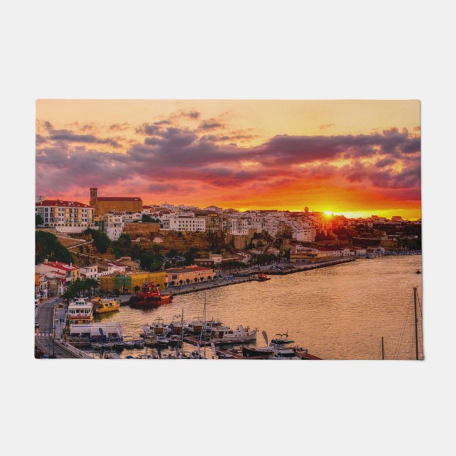 Sonnenuntergang über dem Hafen von Mahon - Menorca Fußmatte (Vorderseite)
