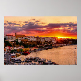 Sonnenuntergang über dem Hafen von Mahon - Menorca Poster