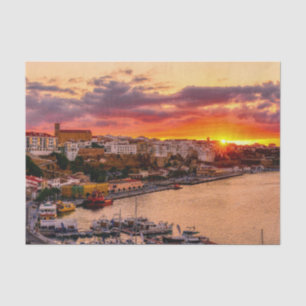Sonnenuntergang über dem Hafen von Mahon - Menorca Seidenpapier