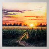 Sonnenuntergang über dem Kornfeld