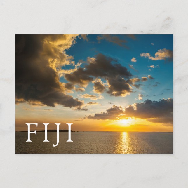 Sonnenuntergang über dem Meer, Fidschi Postkarte (Vorderseite)