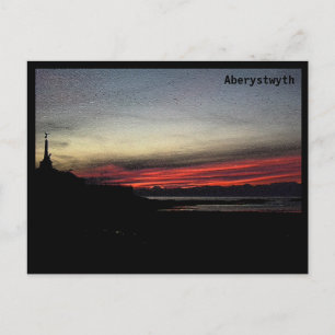 Sonnenuntergang über dem Meer in Aberystwyth Postk Postkarte