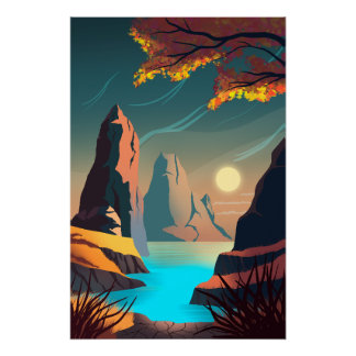 Sonnenuntergang über dem Meer Poster