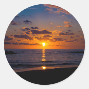 Sonnenuntergang über dem Meer Runder Aufkleber