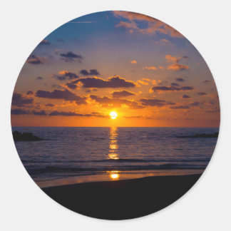 Sonnenuntergang über dem Meer Runder Aufkleber