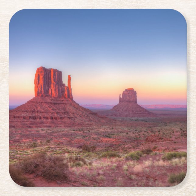 Sonnenuntergang über dem Monumental Arizona Rechteckiger Pappuntersetzer (Vorderseite)
