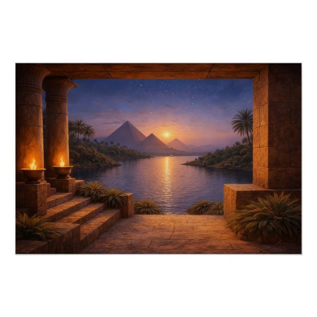 Sonnenuntergang über dem Nil Poster (Vorderseite)