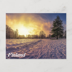 Sonnenuntergang über dem schneebedeckten Winterpar Postkarte