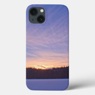 Sonnenuntergang über dem schneebedeckten Wintersee Case-Mate iPhone Hülle