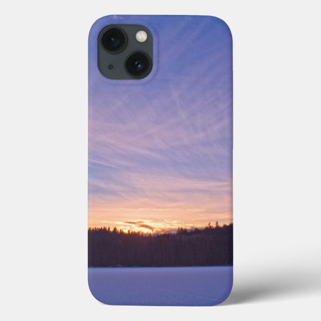 Sonnenuntergang über dem schneebedeckten Wintersee Case-Mate iPhone Hülle (Rückseite)