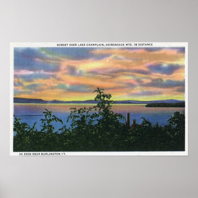Sonnenuntergang über dem See, Adirondack Mts in Poster (Vorne)