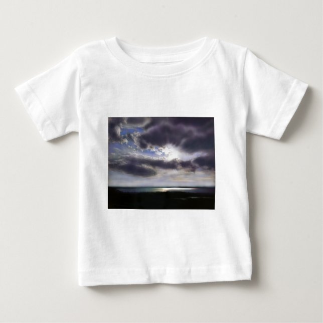 Sonnenuntergang über dem See Aquarell Baby T-shirt (Vorderseite)