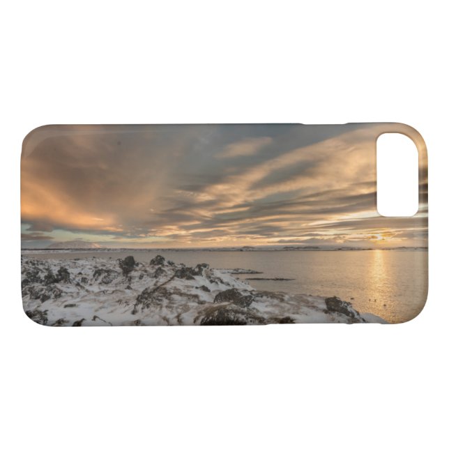 Sonnenuntergang über dem See Myvatn, Island Case-Mate iPhone Hülle (Rückseite (Horizontal))