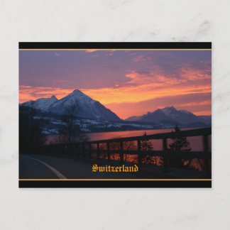 Sonnenuntergang über dem Thunersee bei Interlaken  Postkarte