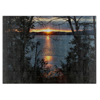 Sonnenuntergang über dem Wald Lake Cutting Board Schneidebrett