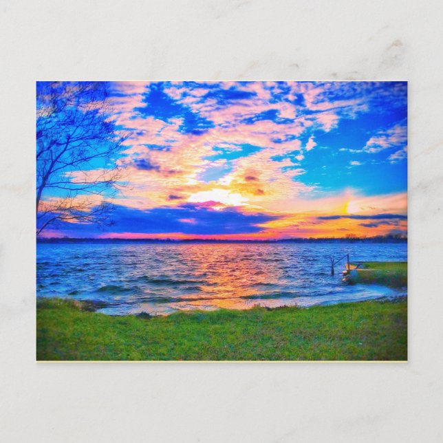 Sonnenuntergang über dem Walled Lake Postcard Postkarte (Vorderseite)