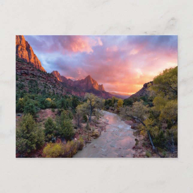 Sonnenuntergang über dem Watchman Postkarte (Vorderseite)