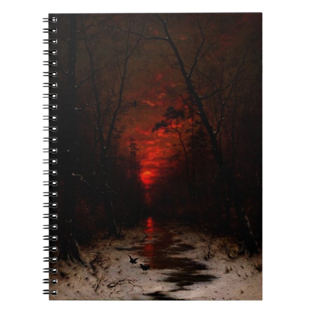 Sonnenuntergang über dem Winterwald durch Heinrich Notizblock (Vorderseite)
