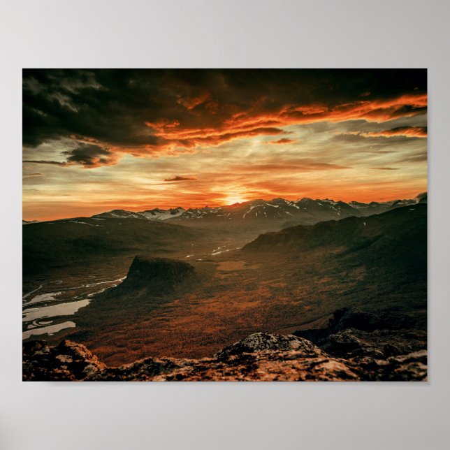 Sonnenuntergang über den Bergen - Naturplakat Poster (Vorne)