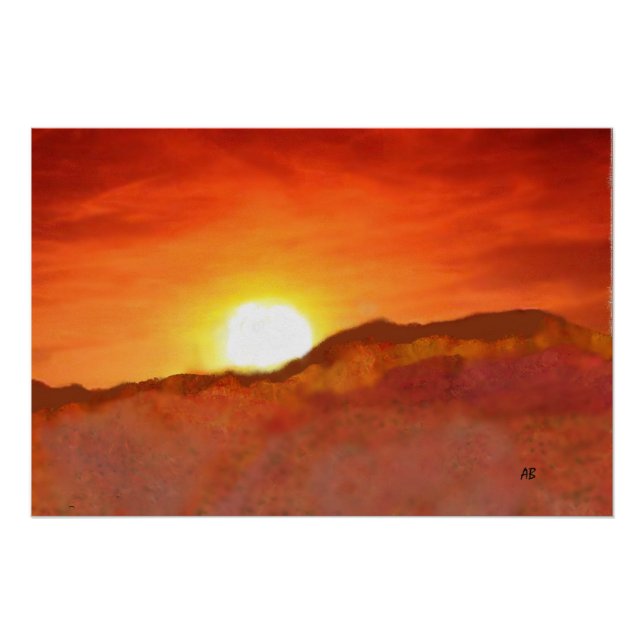 Sonnenuntergang über den Bergen, Poster (Vorderseite)