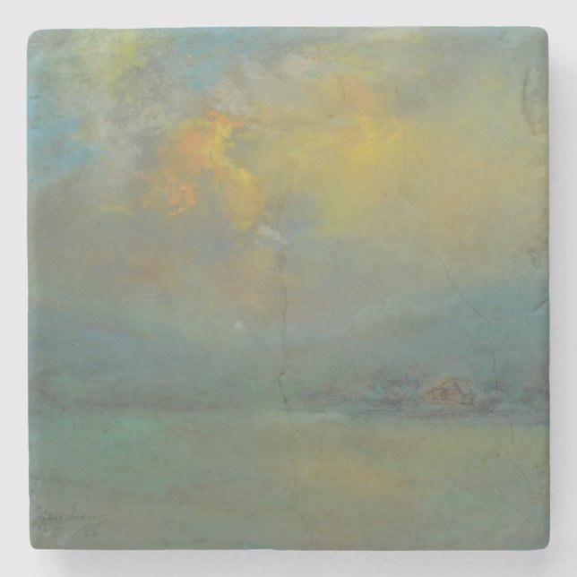 Sonnenuntergang über den Hügeln (von Glenn Cooper  Steinuntersetzer (Vorderseite)