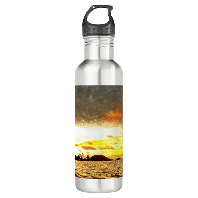 Sonnenuntergang über den Malediven Edelstahlflasche (Vorderseite)