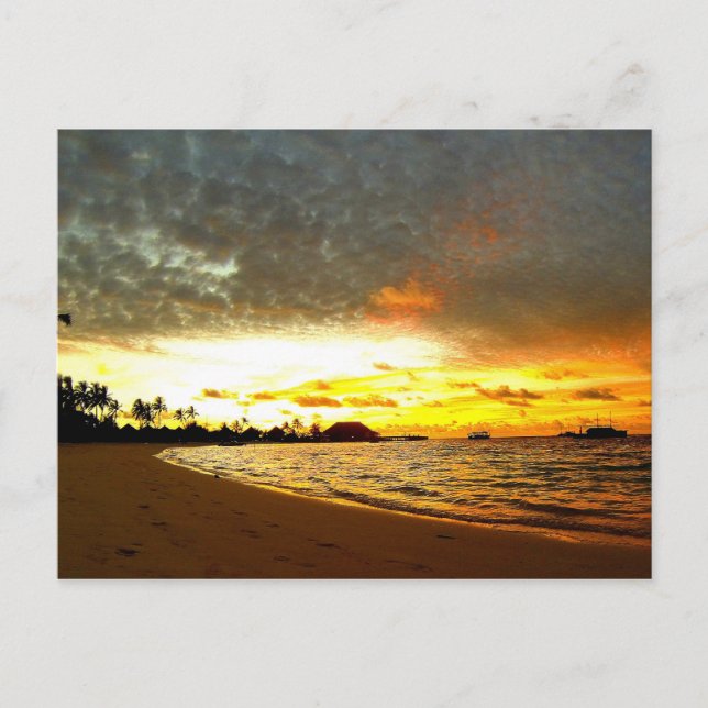 Sonnenuntergang über den Malediven Postkarte (Vorderseite)