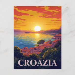 Sonnenuntergang über der Adria-Küste Kroatien Postkarte