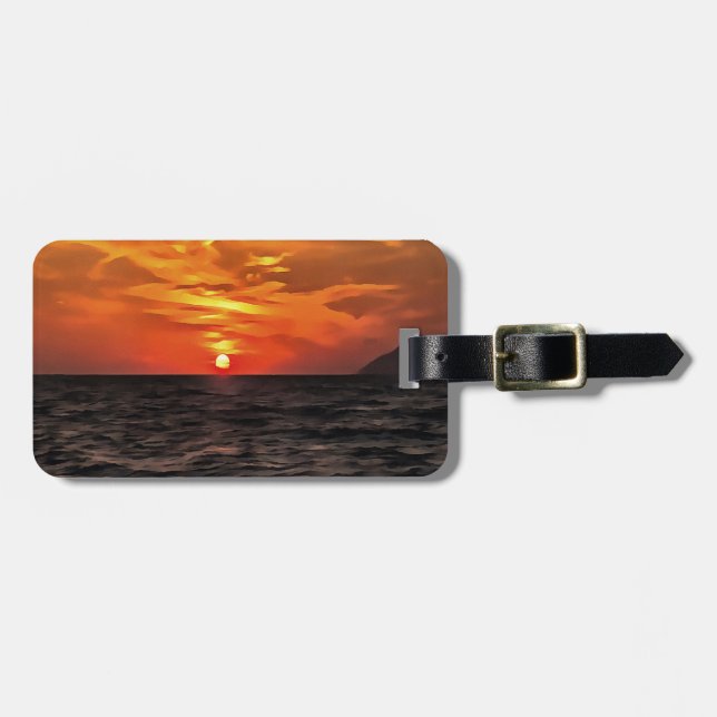 Sonnenuntergang über der ägäischen Landschaft Male Gepäckanhänger (Vorderseite horizontal)