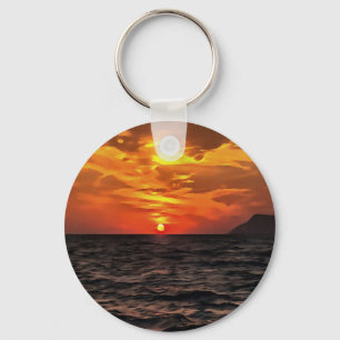 Sonnenuntergang über der ägäischen Landschaft Male Schlüsselanhänger