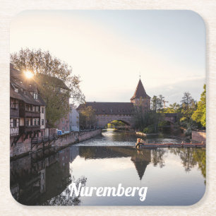 Sonnenuntergang über der alten mittelalterlichen B Rechteckiger Pappuntersetzer