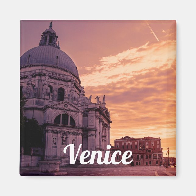 Sonnenuntergang über der Basilika von Venedig Magnet (Vorne)