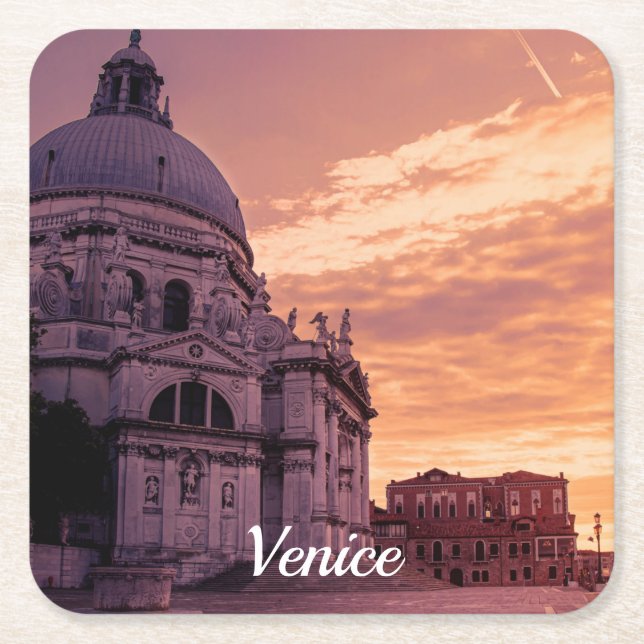 Sonnenuntergang über der Basilika von Venedig Rechteckiger Pappuntersetzer (Vorderseite)