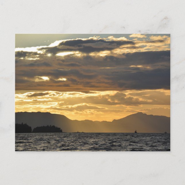 Sonnenuntergang über der Bucht von Ketchikan Postkarte (Vorderseite)
