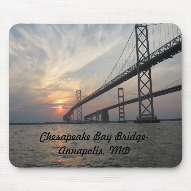 Sonnenuntergang über der Chesapeake Bay-Brücke Mousepad (Vorne)