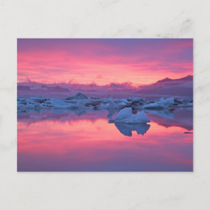 Sonnenuntergang über der Gletscherlagune Jökulsárl Postkarte