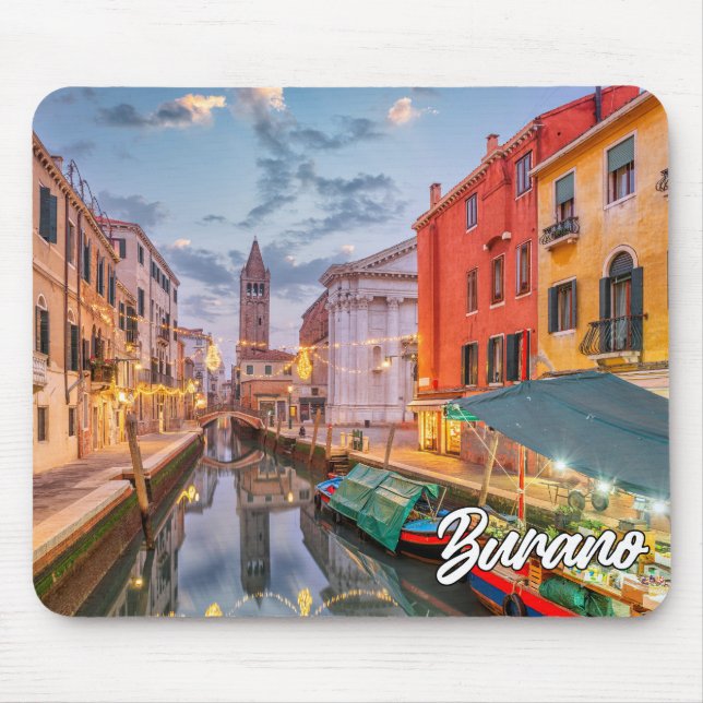 Sonnenuntergang über der Insel Burano, Italien Mousepad (Vorne)