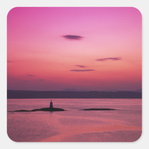 Sonnenuntergang über der Isle of Skye, von Mallaig Quadratischer Aufkleber