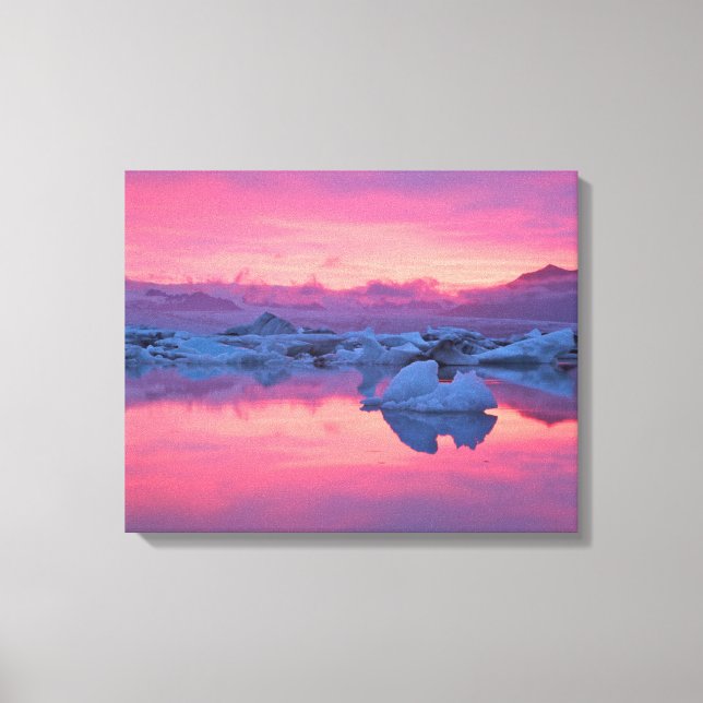 Sonnenuntergang über der Jokulsarlon Glacier Lagoo Leinwanddruck (Vorderseite)